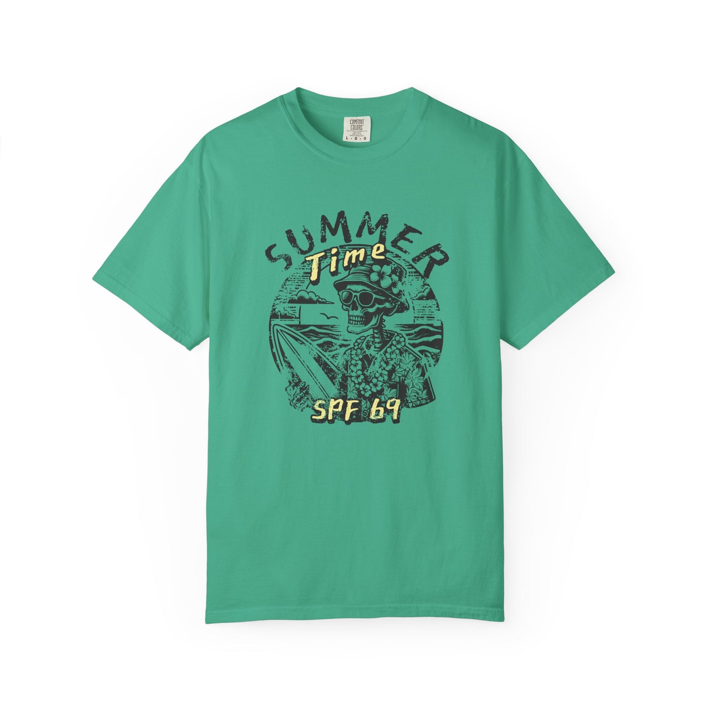 Summer Time SPF 69 Vibe T-shirt with Skeleton Graphic, Casual Tee, Beach Wear, Summer Clothes, Gift for Friends, Cool Shirt
