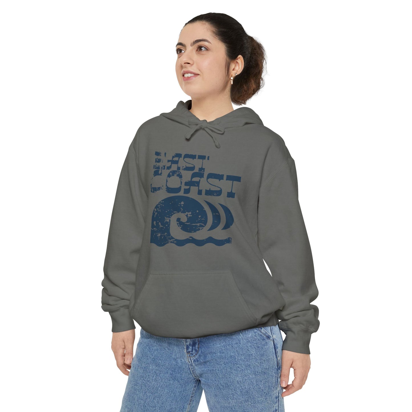 East Coast Waves Unisex Garment-Dyed Hoodie - Cozy Summer Vibe, Perfect for Casual Days, Gifts for Beach Lovers, Ocean-Inspired Apparel