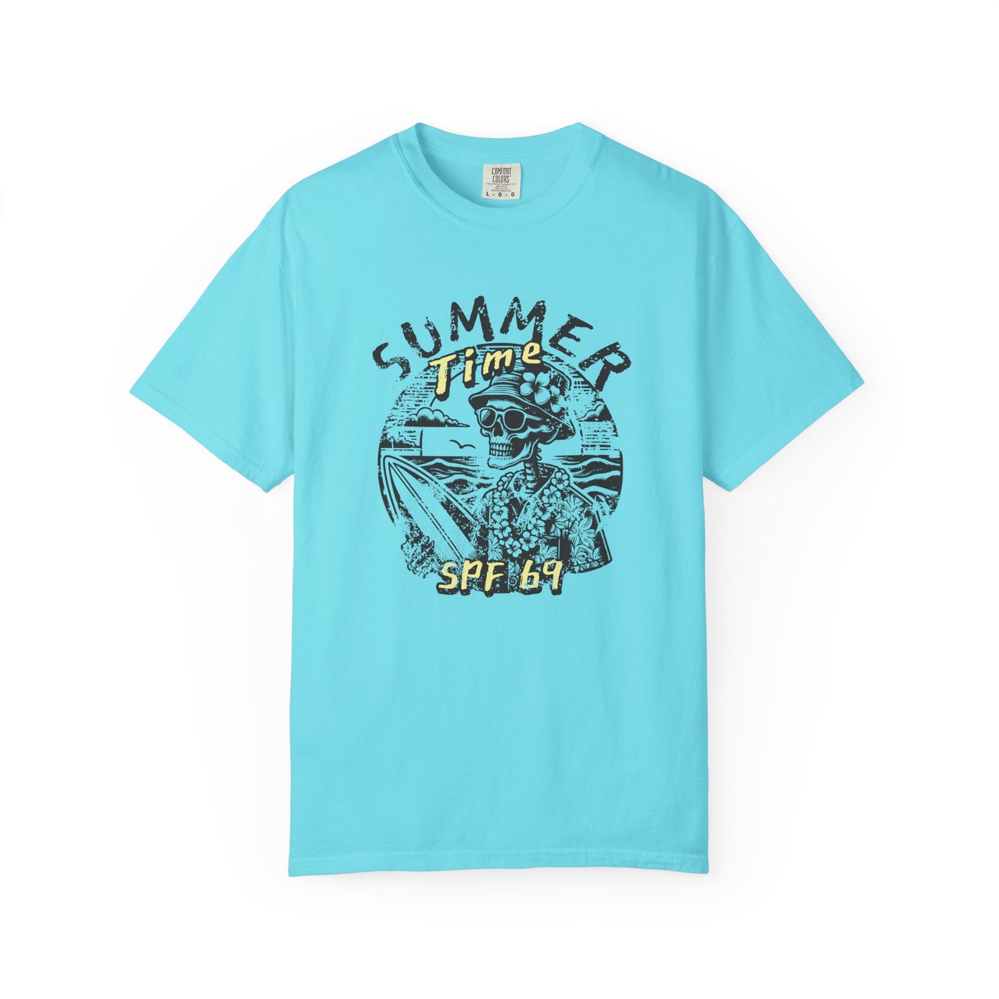Summer Time SPF 69 Vibe T-shirt with Skeleton Graphic, Casual Tee, Beach Wear, Summer Clothes, Gift for Friends, Cool Shirt