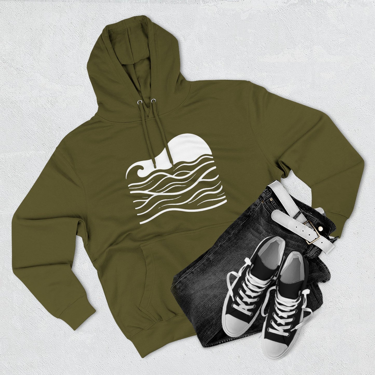 Atlantic Ocean Wave Fleece Hoodie - Cozy Surf-Inspired Sweatshirt, Beach Lover Gift, Winter Apparel, Casual Wear, Perfect for Surfing Trips!