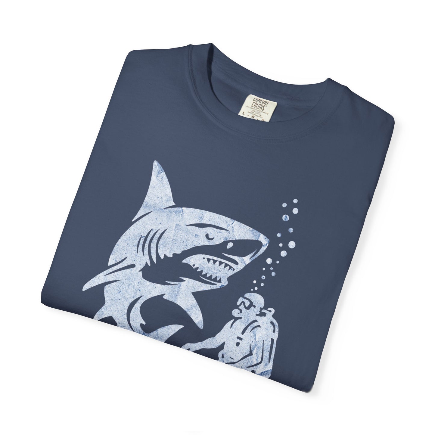 Shark Dive Unisex Garment-Dyed T-Shirt, Ocean Lover Gift, Adventure Enthusiast Shirt, Unique T-Shirt for Beach Days, Fun Diving Gift
