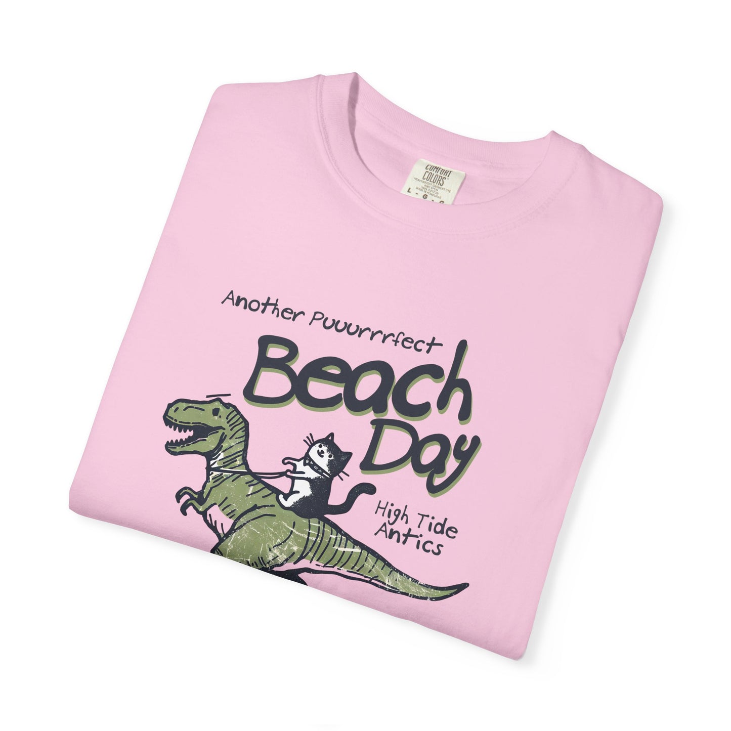 Beach Day Dino T-Shirt | Fun Unisex Tee for Summer, Gift for Kids & Adults, Beach Lovers, Vacation Style, Cute Animal Print