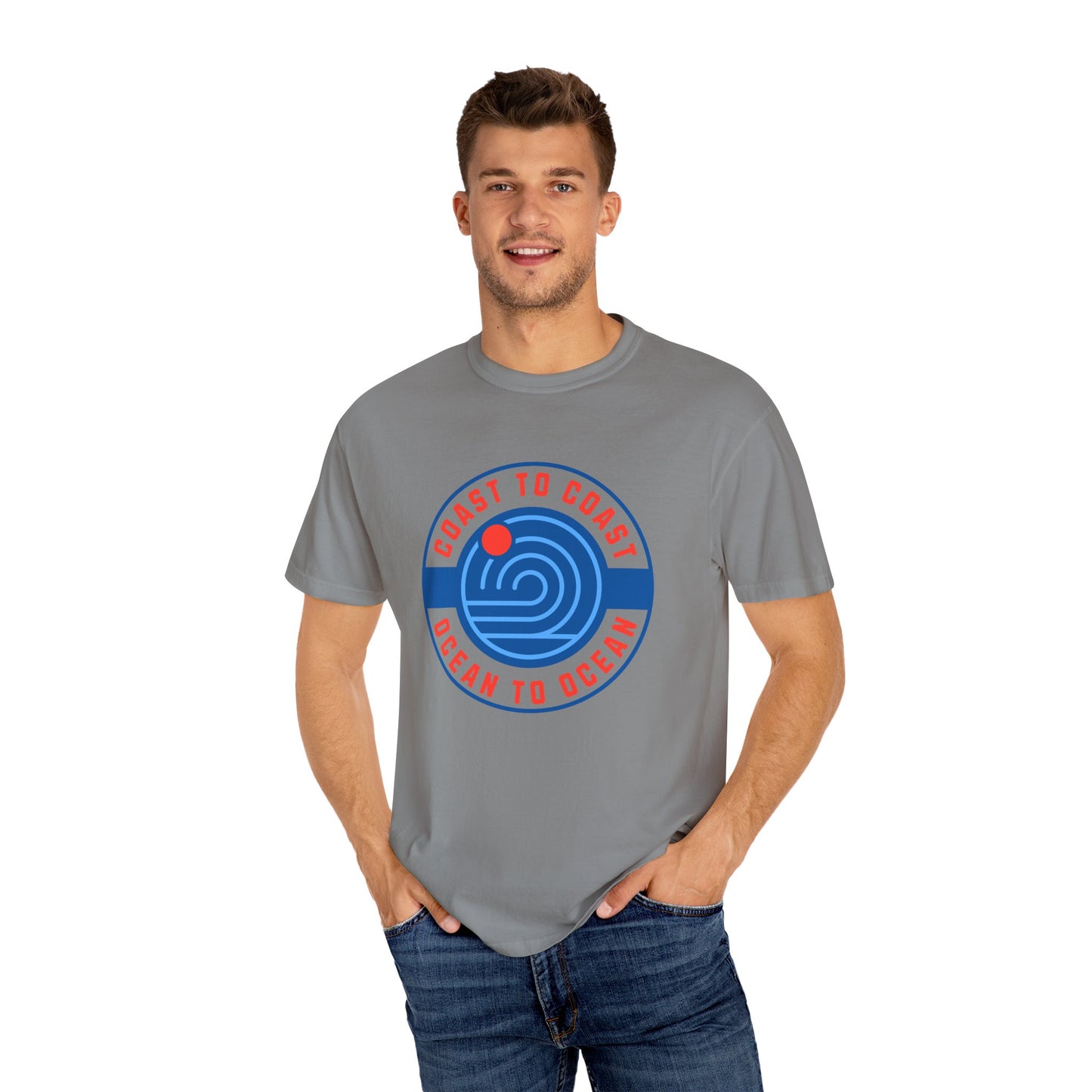 Coast to Coast Ocean Tee - Garment-Dyed Unisex T-Shirt, Casual Wear, Travel Apparel, Summer Fun, Unique Gift