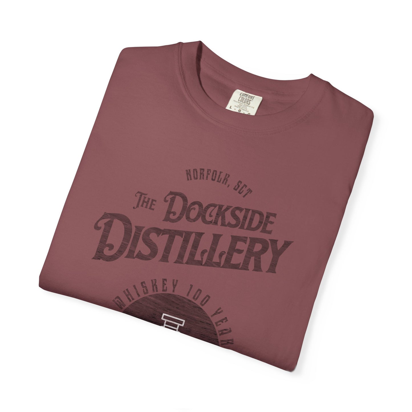 Vintage Dockside Distillery 100 Years T-Shirt, 100% Ring-Spun Garment-Dyed Cotton