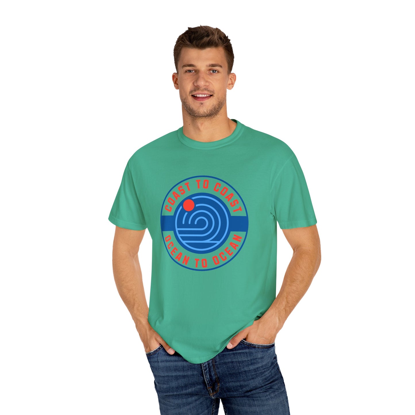 Coast to Coast Ocean Tee - Garment-Dyed Unisex T-Shirt, Casual Wear, Travel Apparel, Summer Fun, Unique Gift