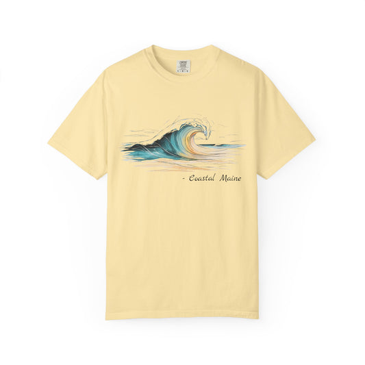 Coastal Maine Wave T-Shirt, 100% Ring-Spun Garment-Dyed Cotton