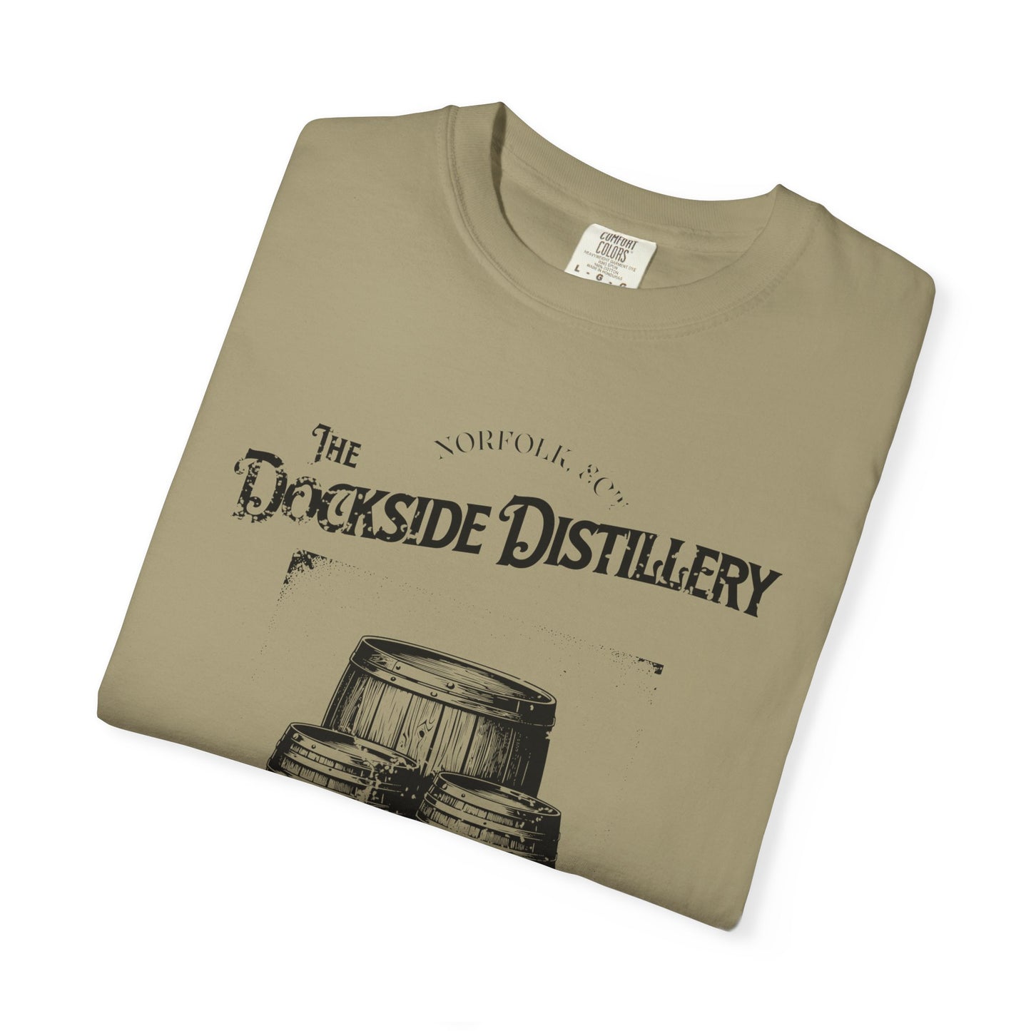 Rustic Dockside Distillery T-shirt, 100% Ring-Spun Garment-Dyed Cotton