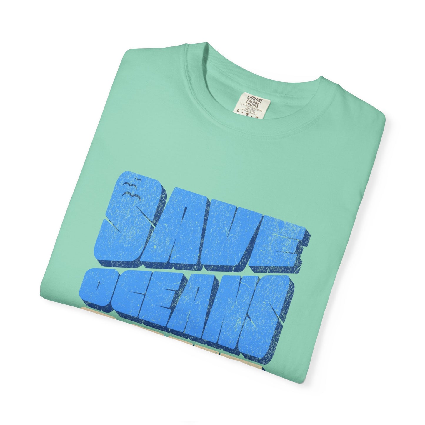 Save Oceans Save Lives T-Shirt, 100% Ring-Spun Garment-Dyed Cotton