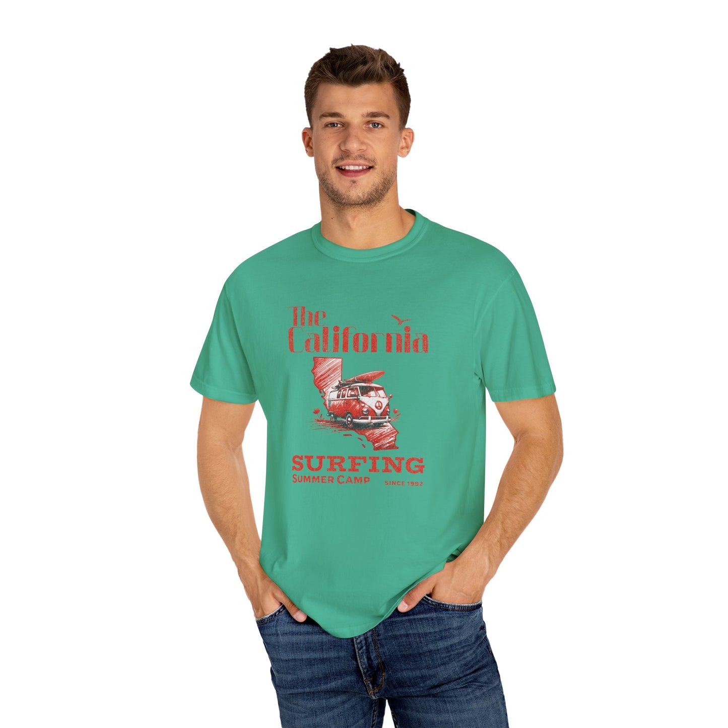 California Surf Camp Unisex T-Shirt, Summer Vibes Tee, Beach Lovers Gift, Men's and Women's Casual Wear, Retro Surfing Apparel