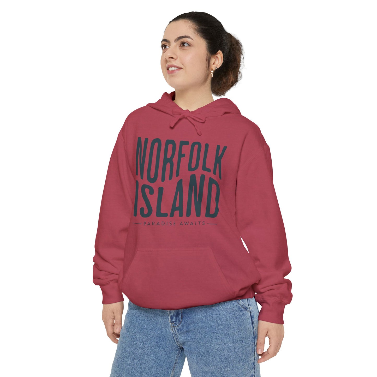 Norfolk Island Hoodie, Cozy Unisex Garment-Dyed Sweatshirt, Casual Beach Wear, Travel Gift, Summer Chill-out, Relaxed Street Style
