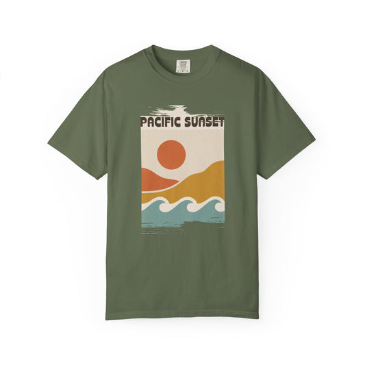 Pacific Sunset T-Shirt - Retro Beach Wave Graphic Tee
