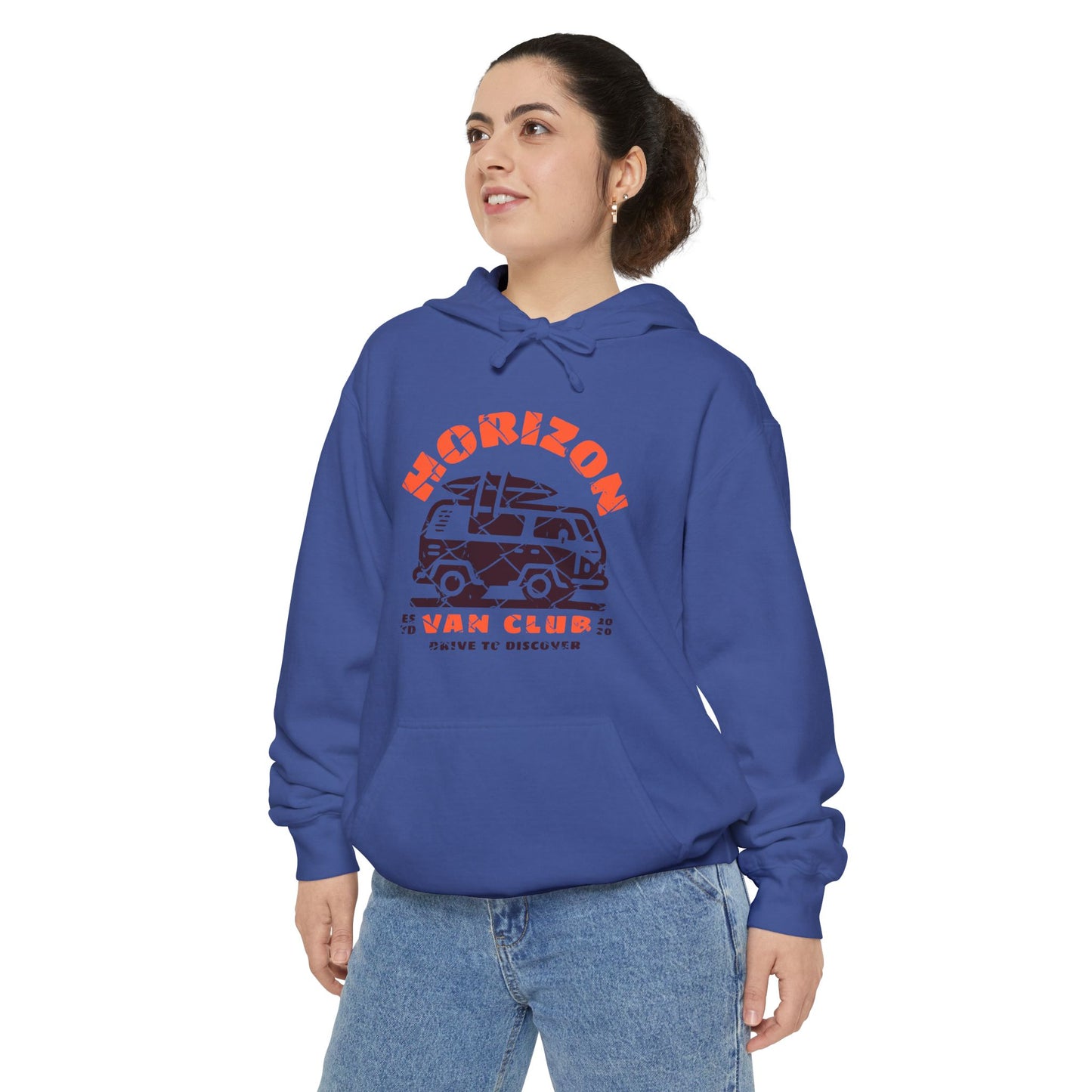 Horizon Van Beach Club Unisex Hoodie - Cozy Citrus Style, Summer Vibes, Gift for Friends, Casual Wear, Eco-Friendly Fashion