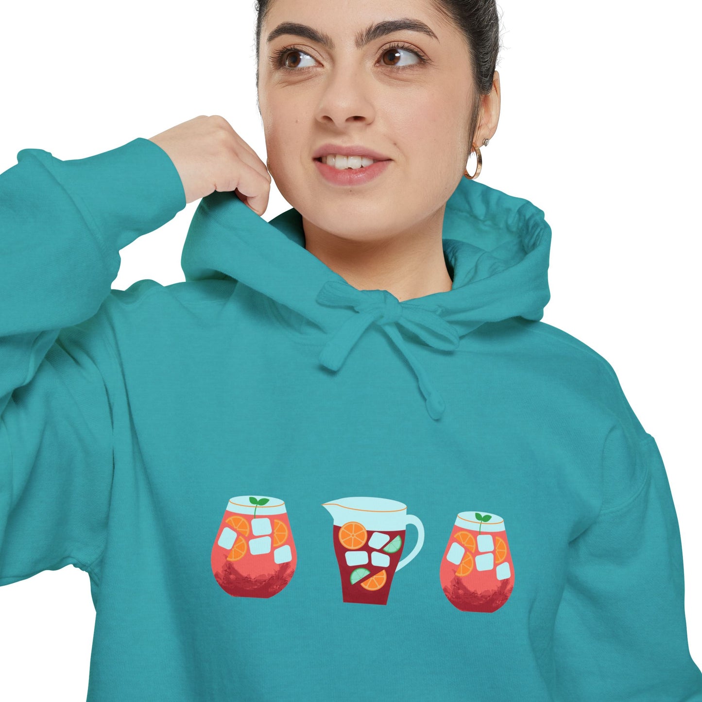 Sangria Time Garment-Dyed Hoodie for Cozy Celebrations, Unisex Christmas Hoodie, Holiday Gift, Comfortable Sweatshirt