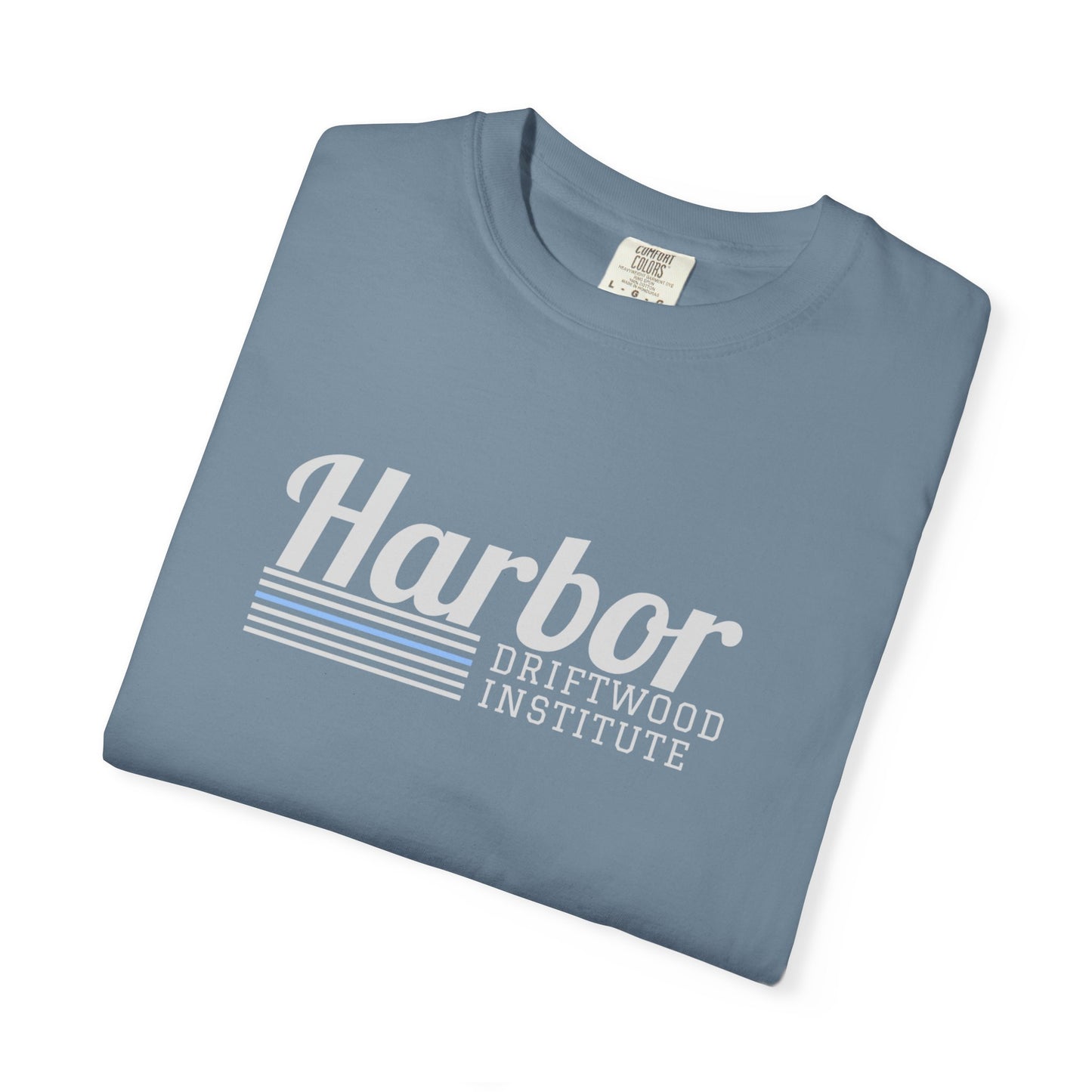 Harbor Driftwood Institute Design, Garmet-Dyed Cotton, Unisex T-Shirt, Casual Wear, Beach Vibes, Perfect Gift for Nautical Lovers