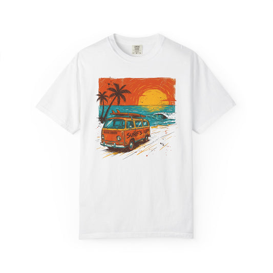 Casual Vintage Beach Van Graphic Tee - Relaxed Fit, 100% Cotton | Perfect for Summer Adventures!