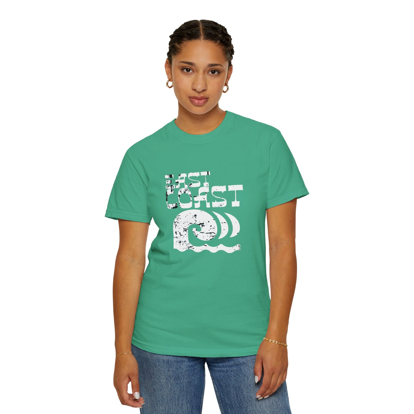 East Coast Vibes T-Shirt - Unisex Garment-Dyed Tee, Beachwear, Summer Casual, Travel Top, Retro Ocean Shirt