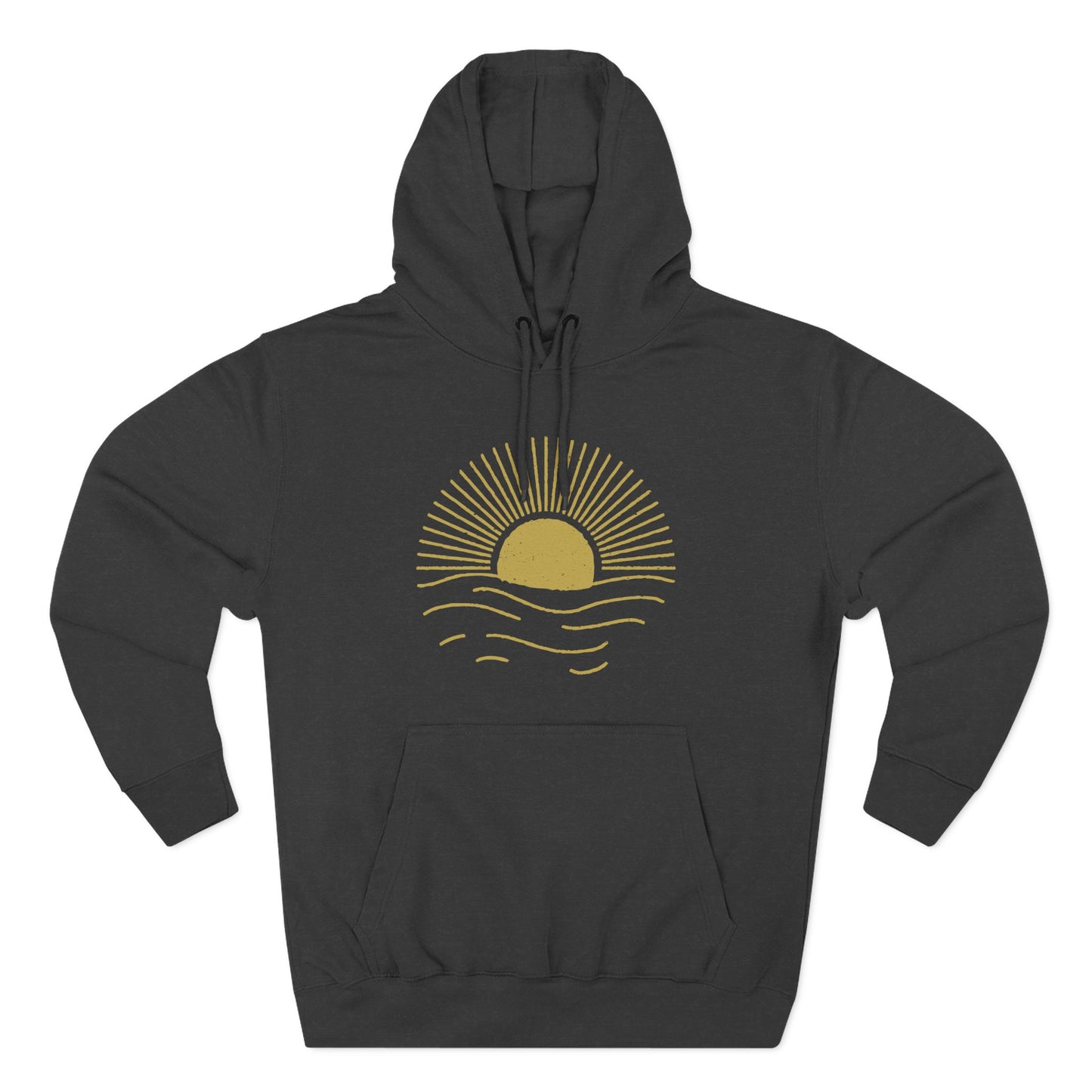 Sunrise Waves Three-Panel Fleece Hoodie | Cozy Hoodie for Beach Lovers, Perfect for Spring, Fall, Festivals, Outdoor Adventures