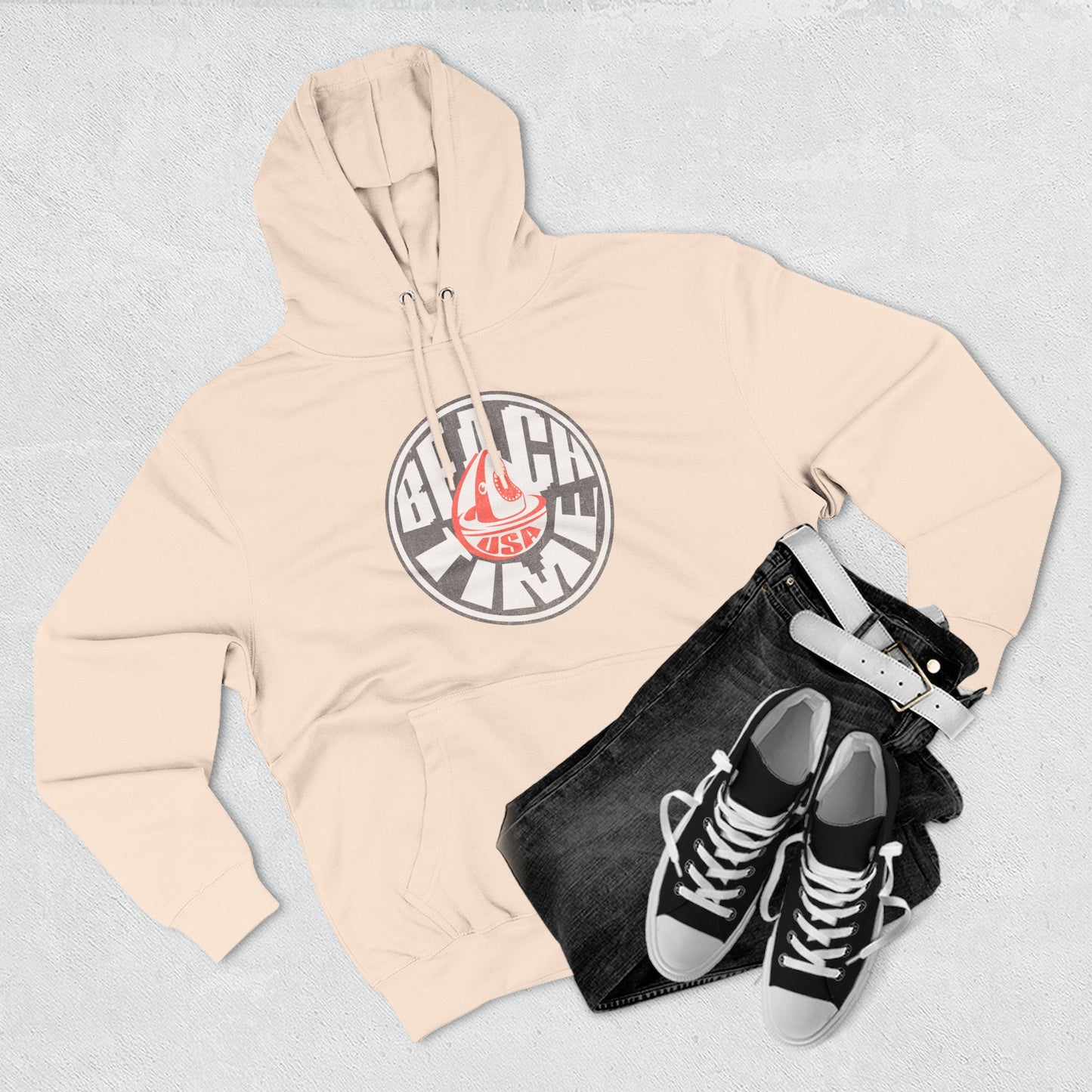 Sun Faded Beach Time Fleece Hoodie - Cozy Casual Wear for Beach Lovers, Perfect for Summer, Gift Idea, Unisex Hoodie, Everyday Comfort