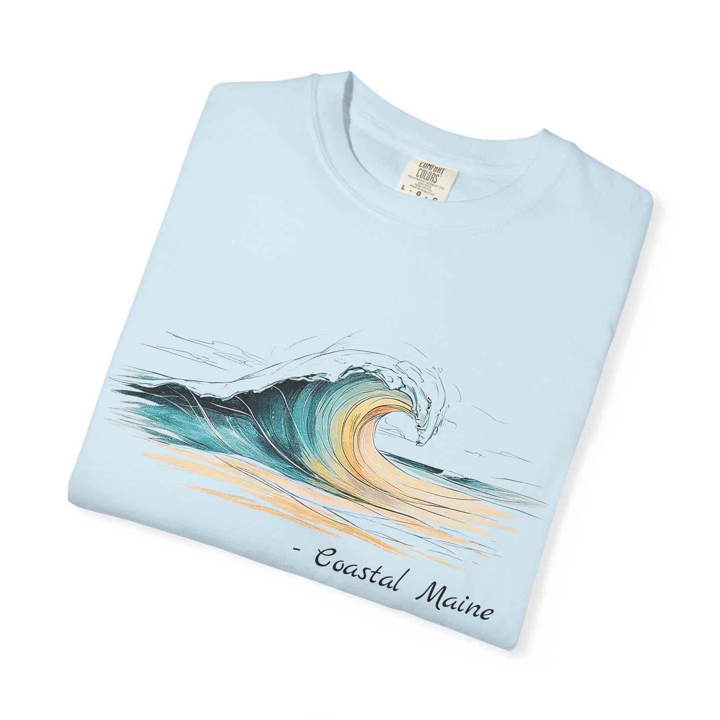 Coastal Maine Wave T-Shirt, 100% Ring-Spun Garment-Dyed Cotton