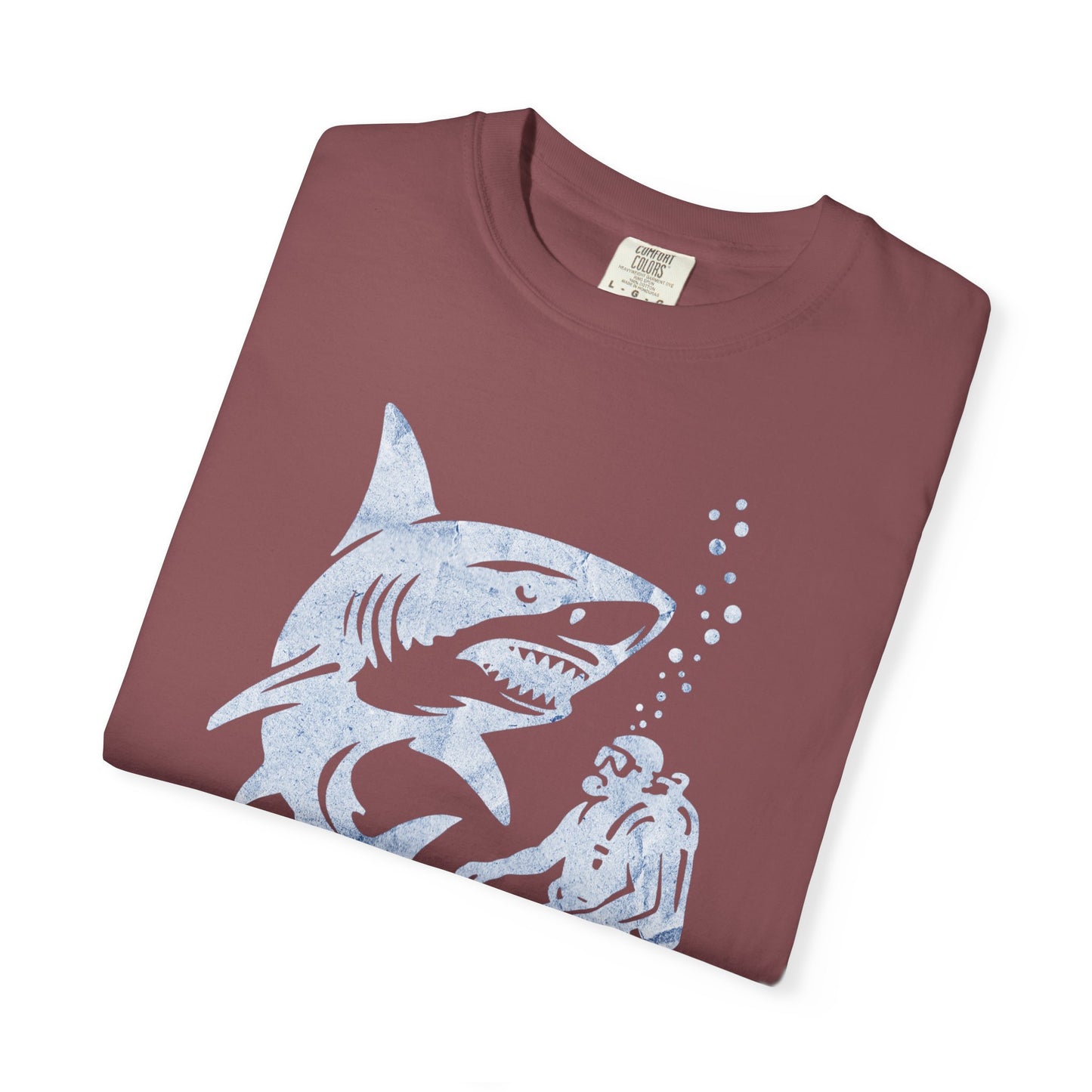 Shark Dive Unisex Garment-Dyed T-Shirt, Ocean Lover Gift, Adventure Enthusiast Shirt, Unique T-Shirt for Beach Days, Fun Diving Gift