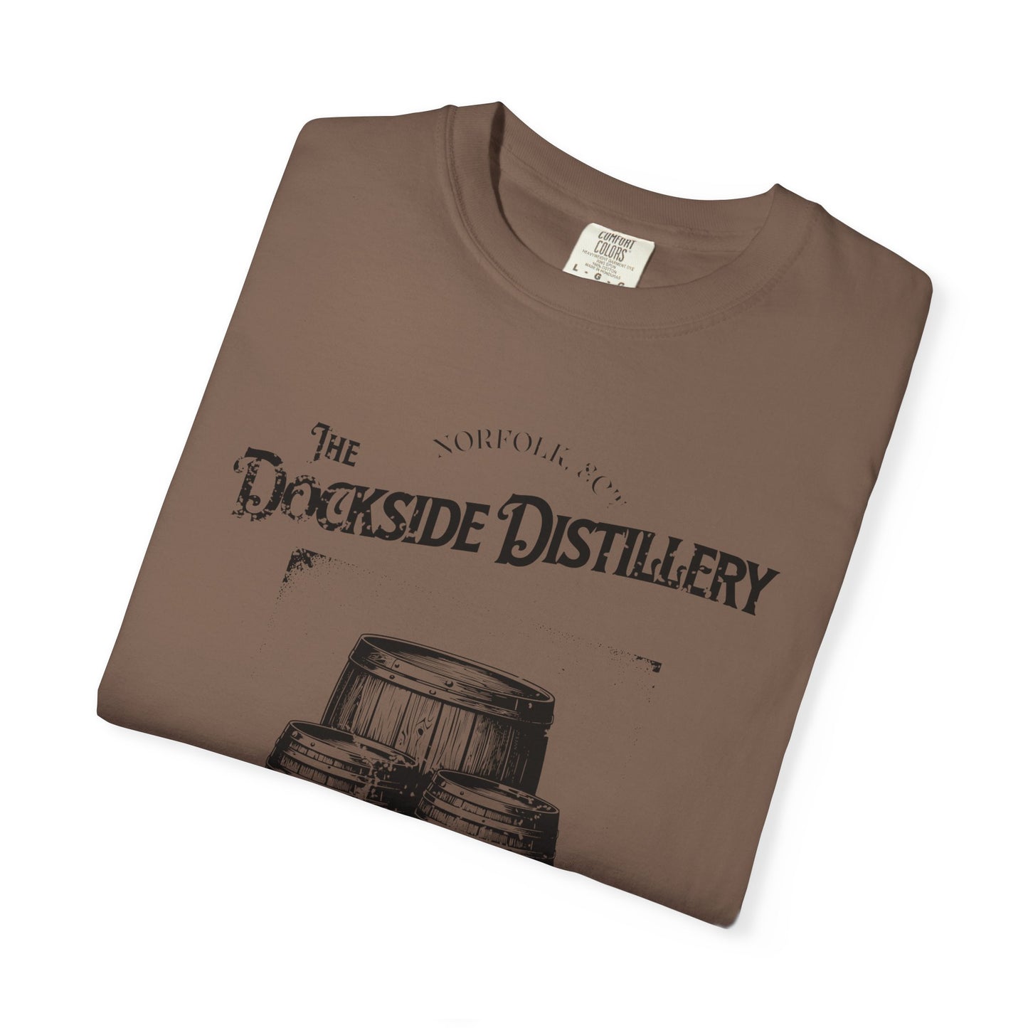 Rustic Dockside Distillery T-shirt, 100% Ring-Spun Garment-Dyed Cotton