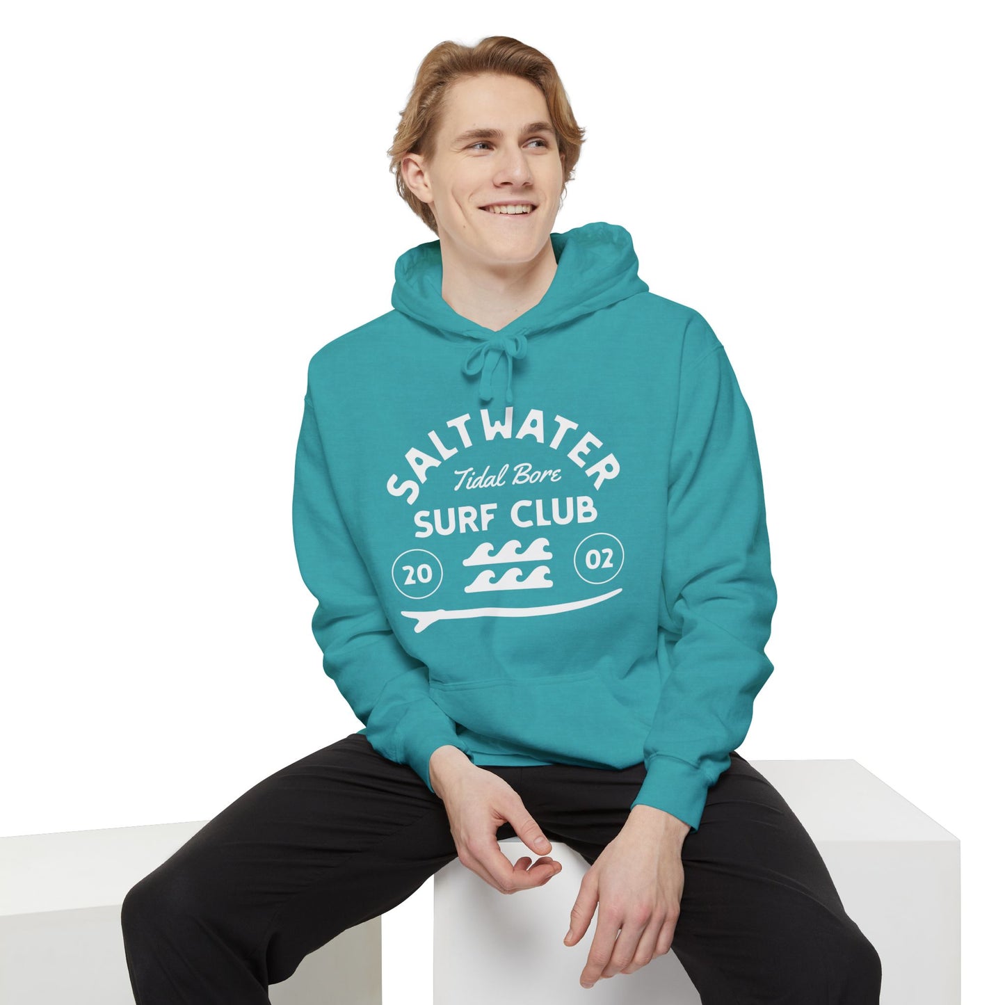 Saltwater Tidal Bore Surf Club Unisex Hoodie, Beachwear, Casual Style, Gift for Surfers, Coastal Living, Summer Vibes, Comfortable Layering