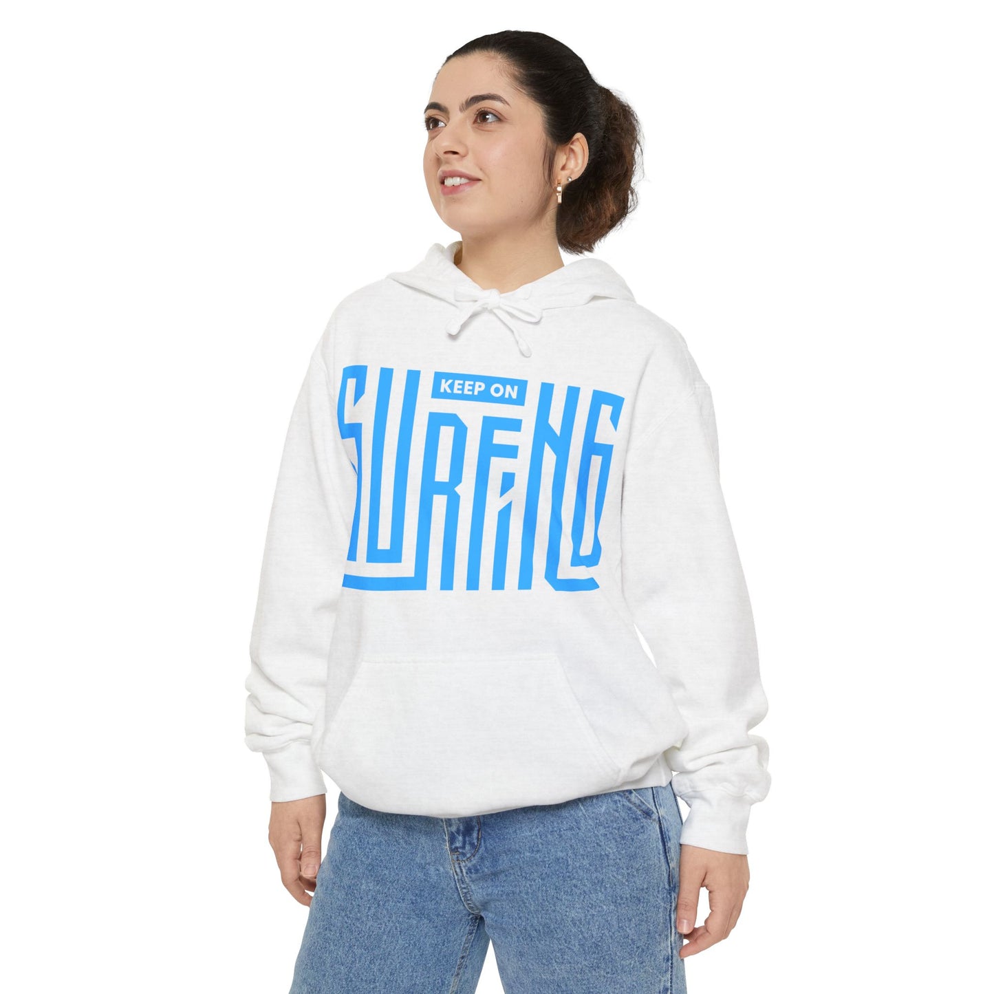 Surf-Inspired Unisex Hoodie: Keep on Surfing Graphic, Cozy Beachwear, Perfect Gift for Surfers, Casual Wear, Summer Fun