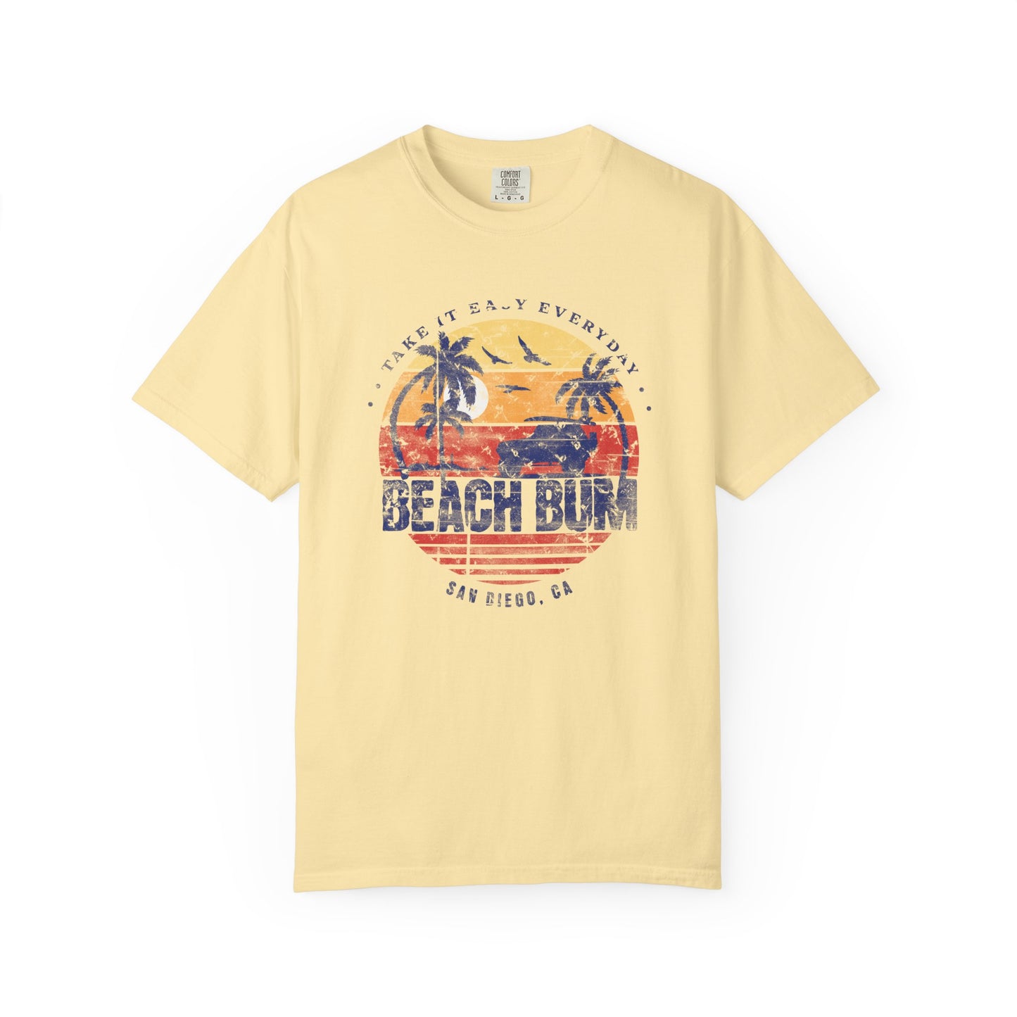 Beach Bum Graphic T-Shirt, Retro Summer Vibes Apparel, Perfect for Vacations, Gifts for Beach Lovers, Casual Wear