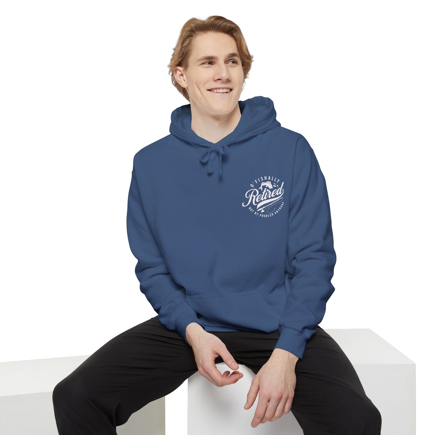 O'Fishally Retired Hoodie, Unisex Garment-Dyed Pullover, Perfect Gift for Retirees, Fishing Lovers, Cozy Everyday Wear, Retirement