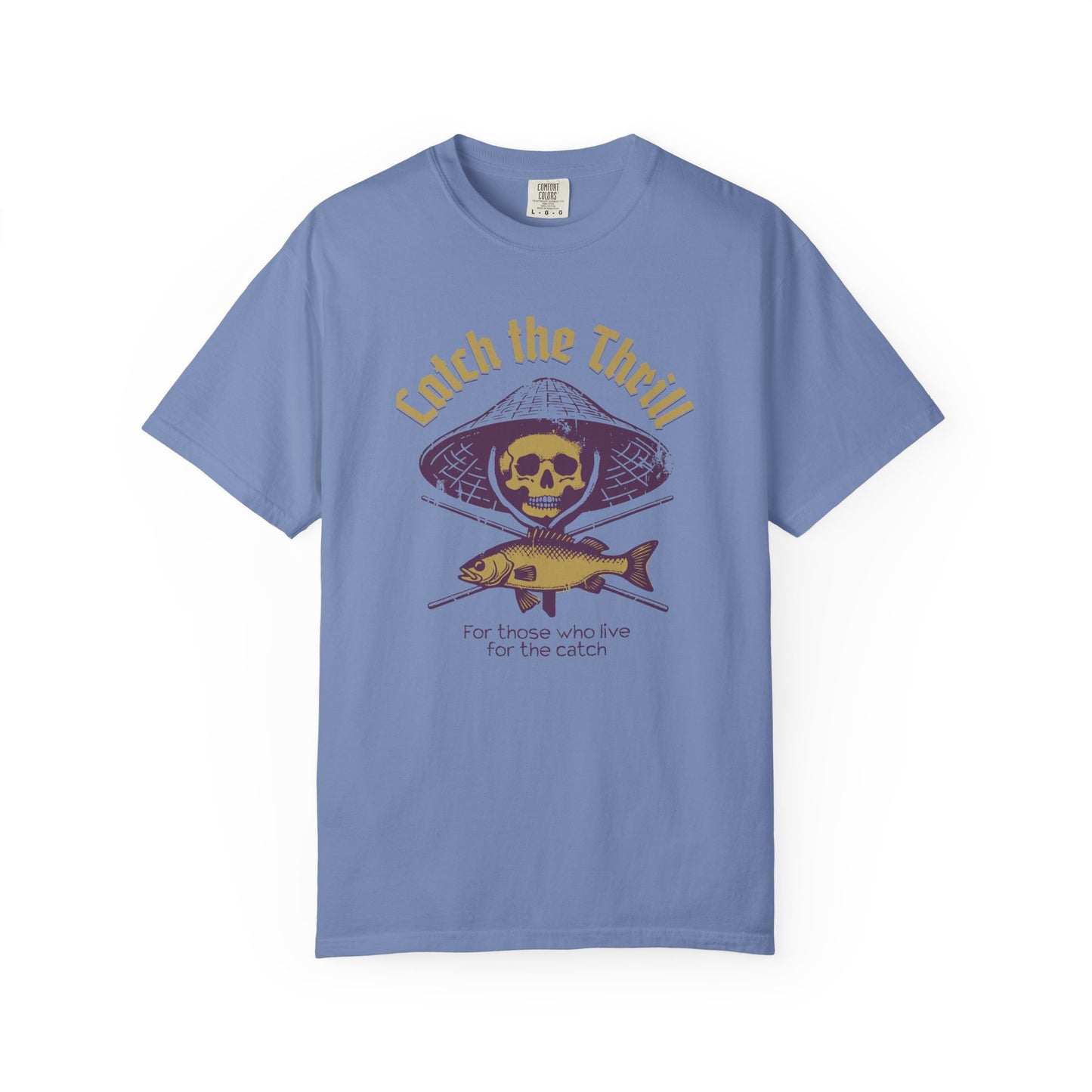 Catch the Thrill T-Shirt, Mens Fishing Tee, Skull Design Shirt, Outdoor Adventure Apparel, Gift for Anglers