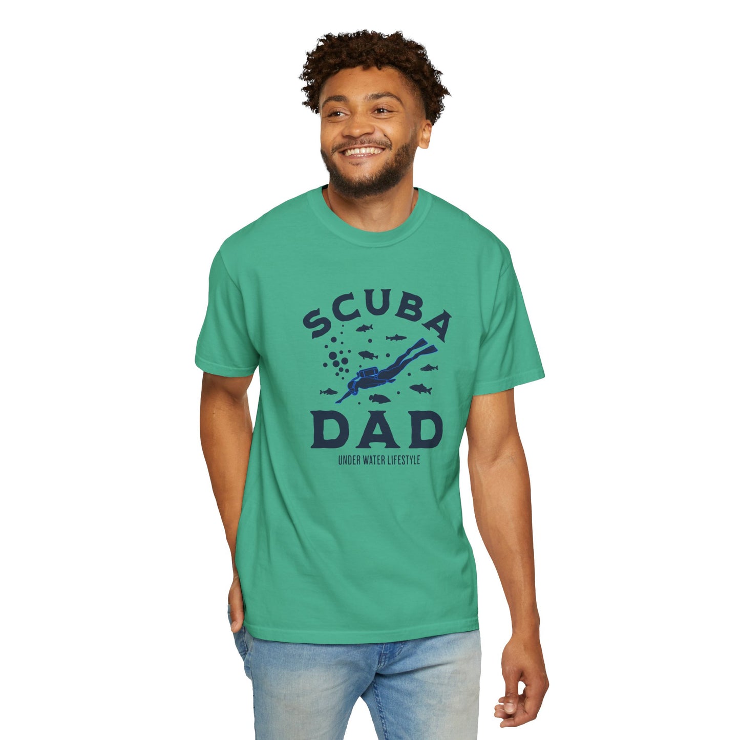 Scuba Dad Garment-Dyed T-Shirt, Perfect Gift for Father's Day, Beachwear, Scuba Diving Enthusiast, Summer Casual Wear