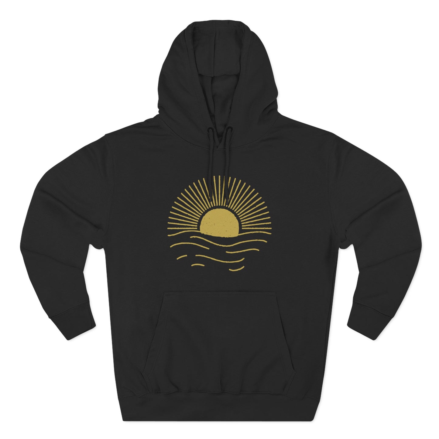 Sunrise Waves Three-Panel Fleece Hoodie | Cozy Hoodie for Beach Lovers, Perfect for Spring, Fall, Festivals, Outdoor Adventures