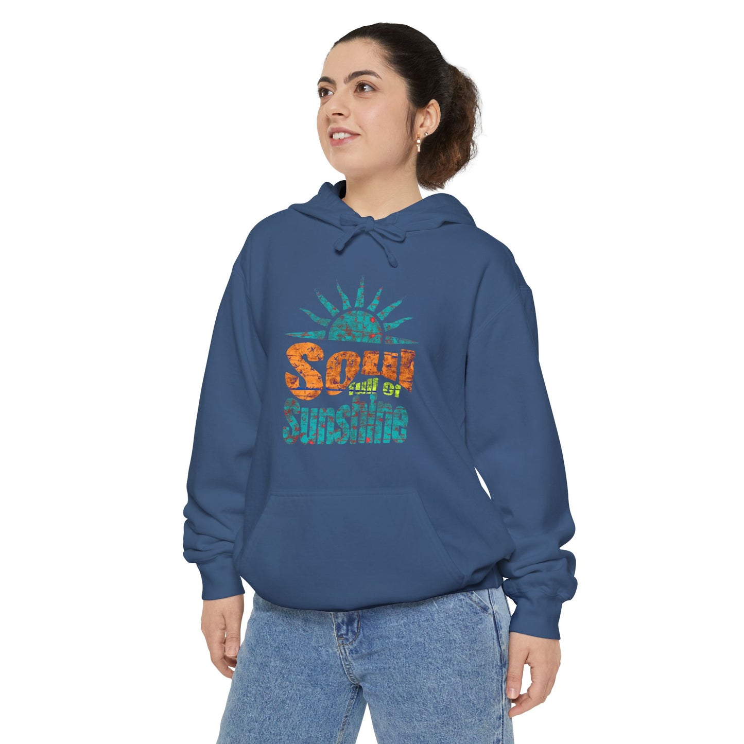 Soul Full Of Sunshine Hoodie - Unisex Garment-Dyed Sweatshirt, Perfect for Summer Days, Beach Outings, Cozy Relaxation, Gifts for Friends