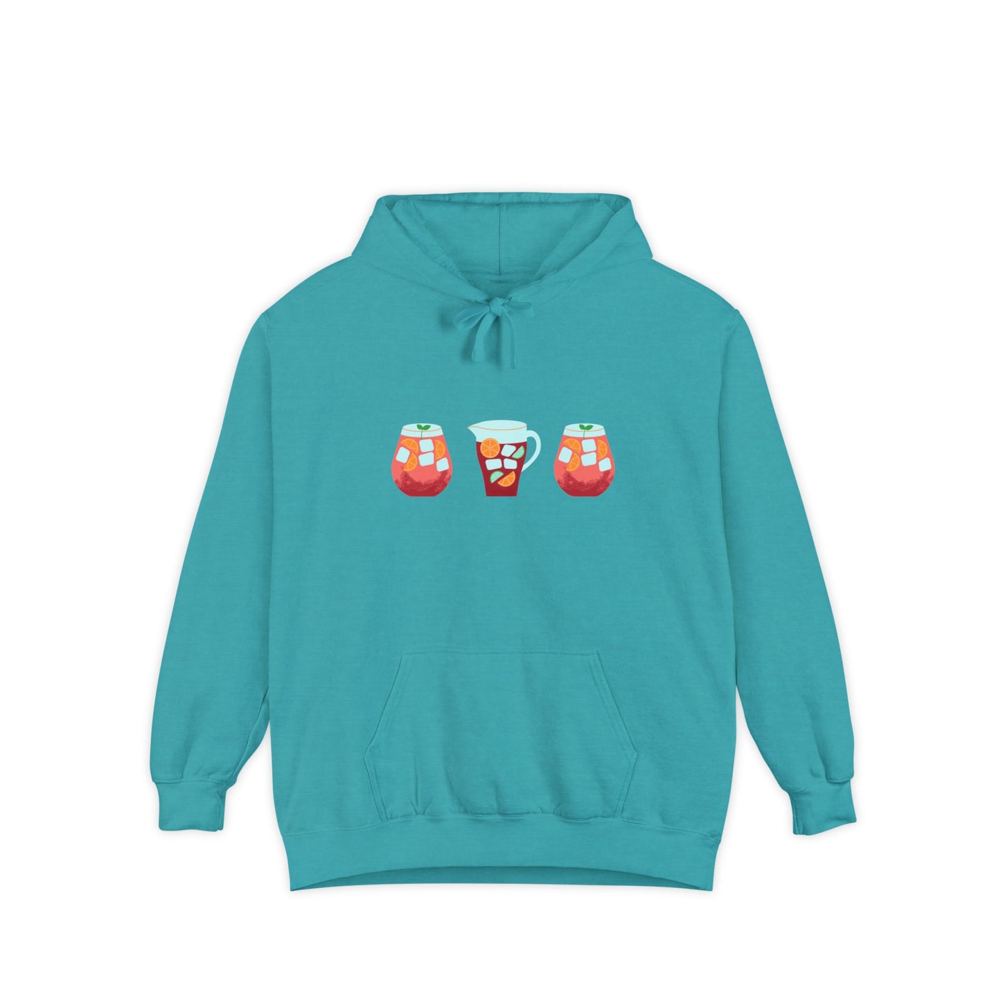 Sangria Time Garment-Dyed Hoodie for Cozy Celebrations, Unisex Christmas Hoodie, Holiday Gift, Comfortable Sweatshirt
