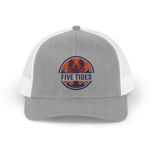 Five Tides Atlantic Lobster Logo Trucker Hat - Retro Summer Beach Snapback Cap