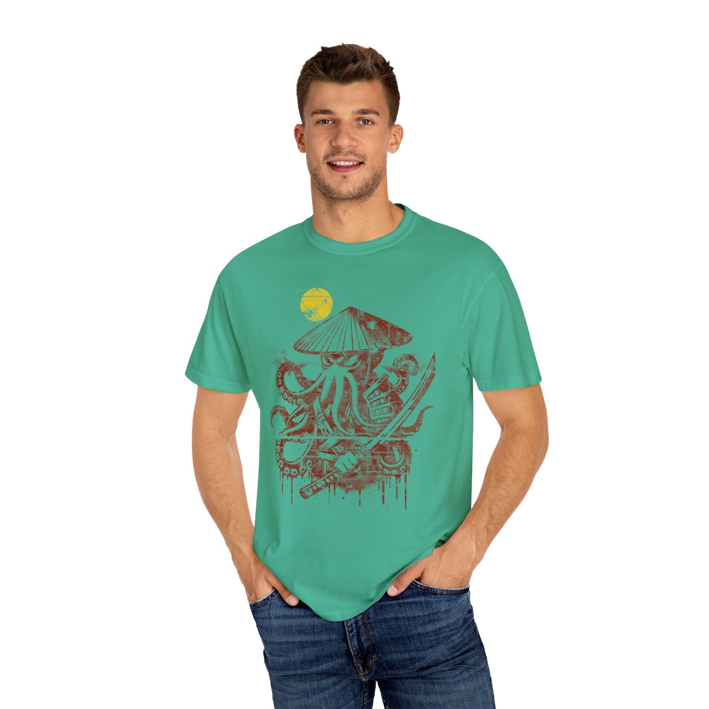 Faded Octopus Samurai T-shirt, Vintage Graphic Tee, Unisex Tee, Distressed Octopus Shirt, Unique Gift
