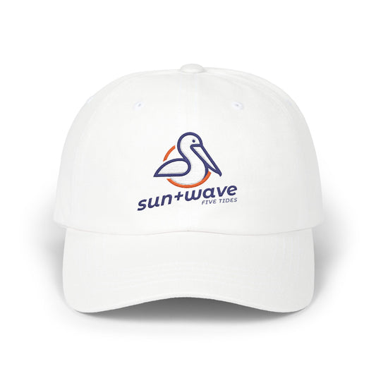 Sun + Wave Pelican Dad Cap - Embroidered Summer Beach Logo Baseball Hat