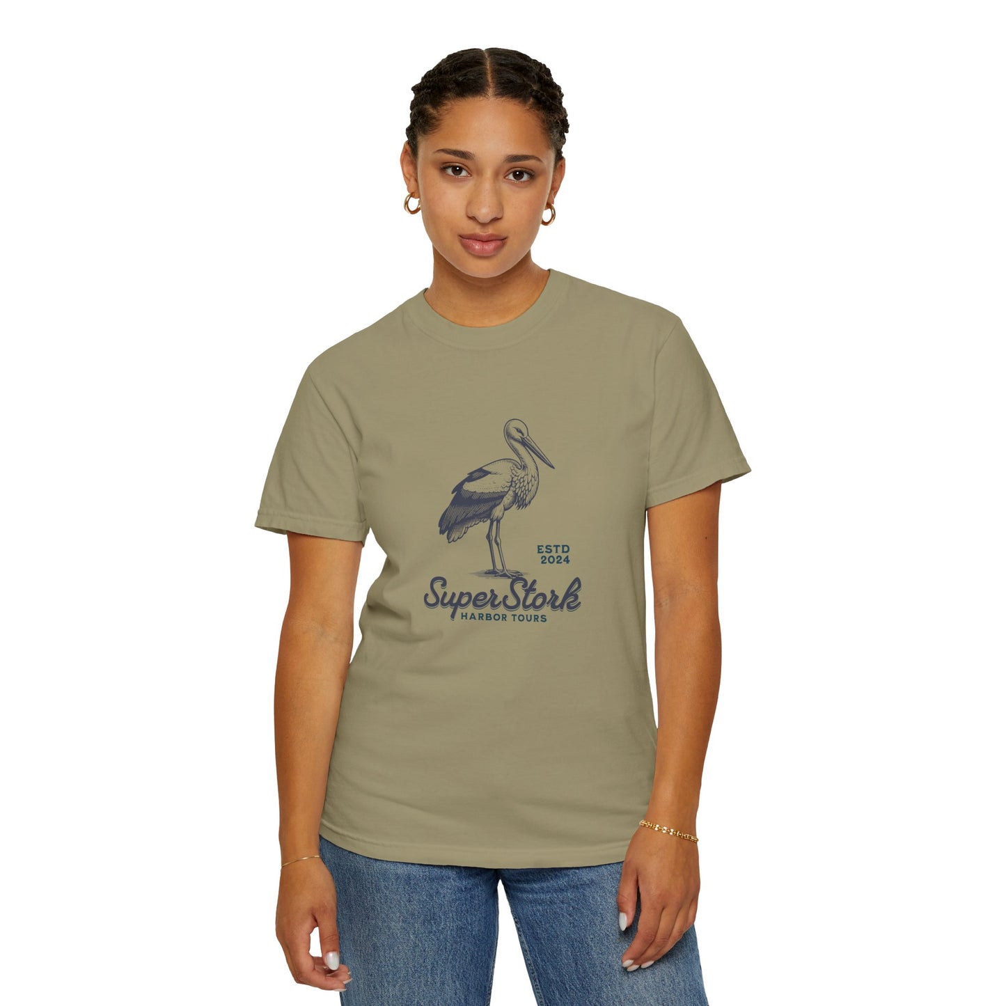 Super Stork Harbor Tours T-Shirt, Casual Graphic Tee, Unisex Beach Wear, Nature Lover Gift, Summer Vacation Apparel