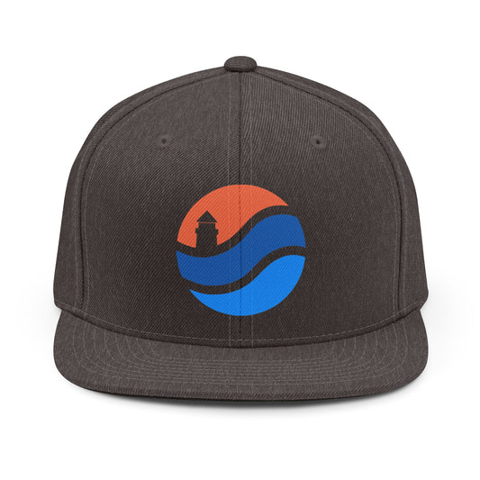 Coastal Lighthouse Snapback Hat - Nautical Wave Logo Cap