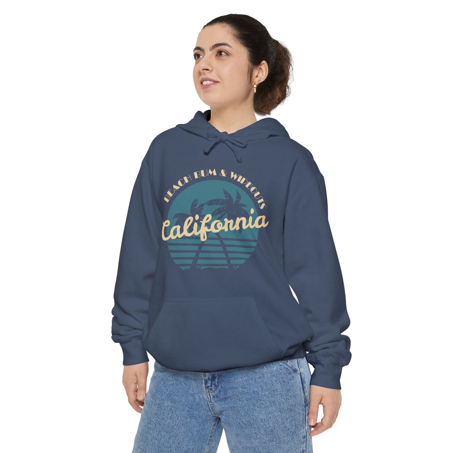 California Vibes Cozy Unisex Garment-Dyed Hoodie, Casual Streetwear, Summer Beachwear, Travel Apparel, Gift for Nature Lovers