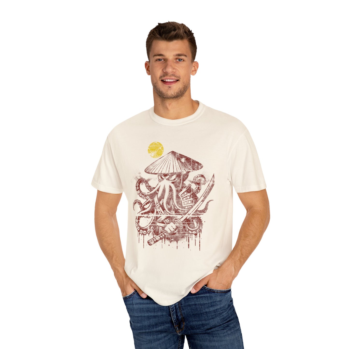 Faded Octopus Samurai T-shirt, Vintage Graphic Tee, Unisex Tee, Distressed Octopus Shirt, Unique Gift
