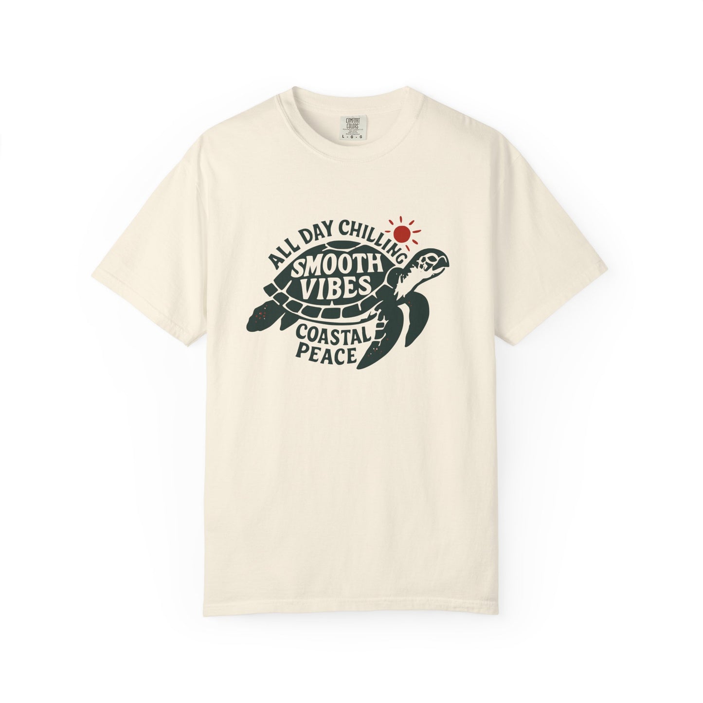 Coastal Vibes Turtle T-Shirt, Unisex Garment-Dyed Tee for Beach Lovers, All Day Chillin Vibes, Summer Apparel, Gift for Coastal Friends