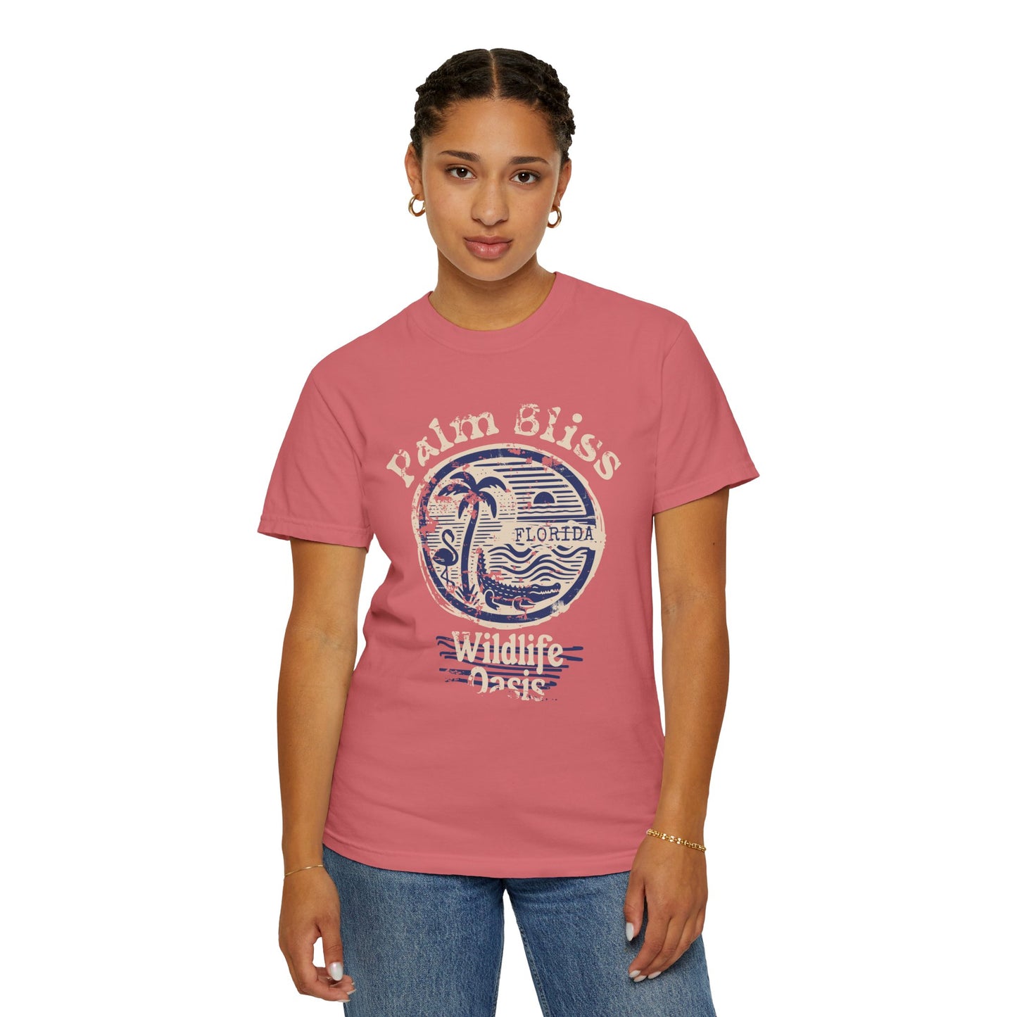 Palm Bliss Wildlife Graphic Tee, Fun Casual Shirt, Florida Palm Bliss Art, Summer Outfit, Beach Vacation Wear, Gift for Nature Lovers