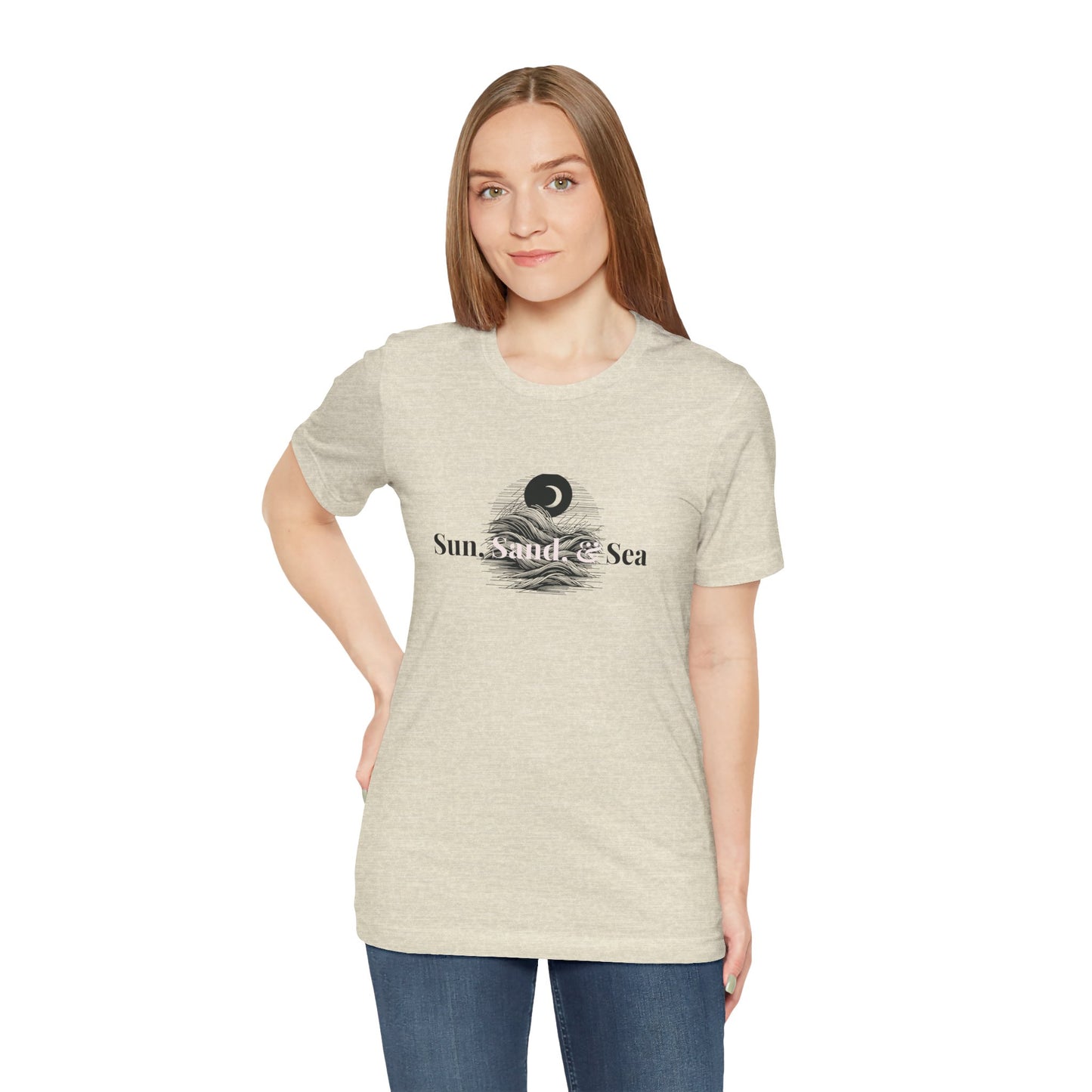 Sun Sand Sea Unisex Casual Summer Tee Shirt, Beachwear, Gift for Travelers, Vacation Outfit, Relaxed Style, Trending Store, Cool T-Shirt