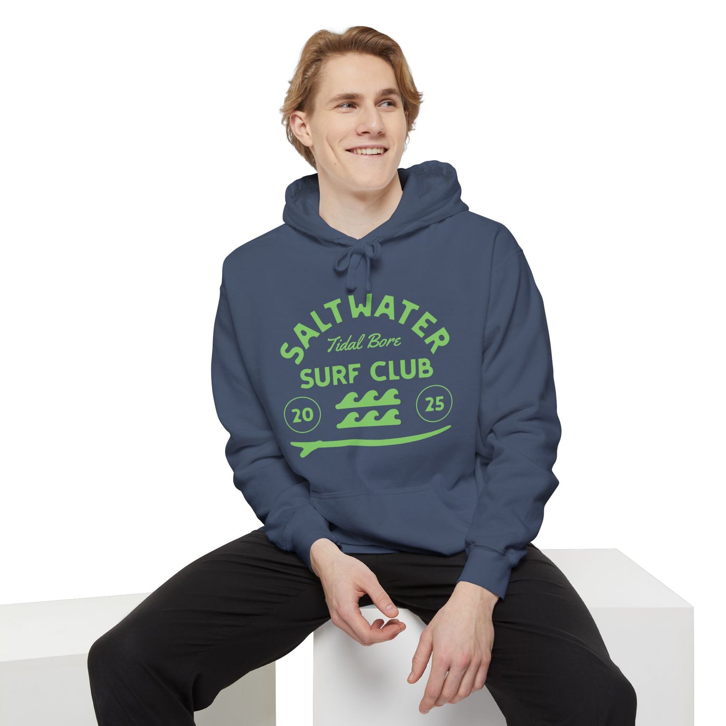 Salt Water Surf Club Hoodie, Garment-Dyed Unisex Hoodie, Saltwater Hoodie, Casual Beachwear, Comfortable Surf Apparel, Gift for Surfers