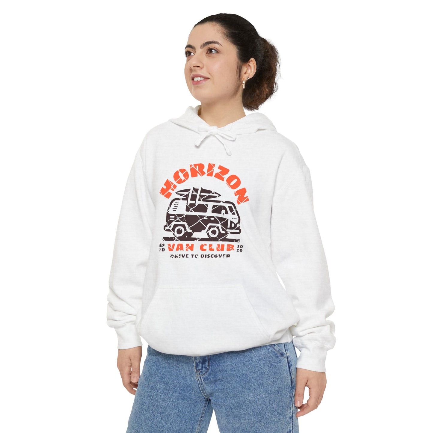 Horizon Van Beach Club Unisex Hoodie - Cozy Citrus Style, Summer Vibes, Gift for Friends, Casual Wear, Eco-Friendly Fashion