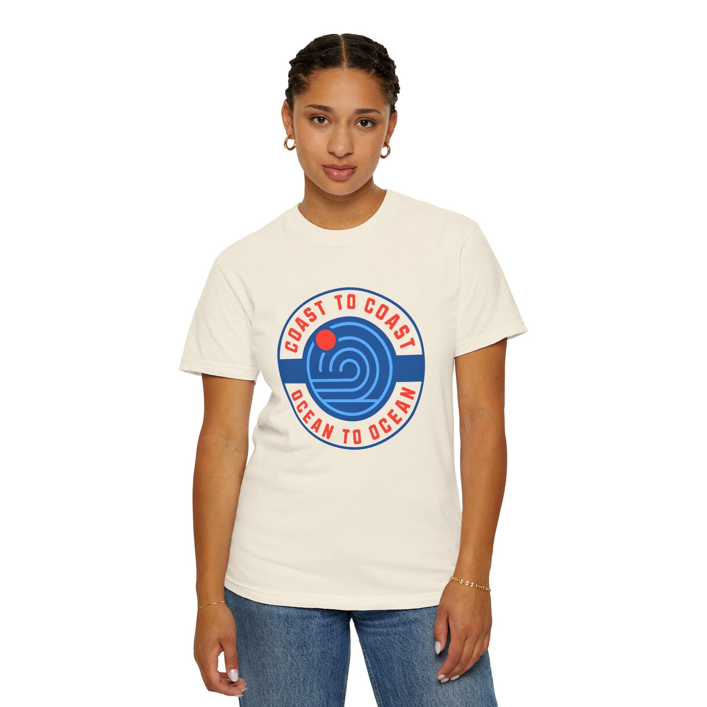 Coast to Coast Ocean Tee - Garment-Dyed Unisex T-Shirt, Casual Wear, Travel Apparel, Summer Fun, Unique Gift