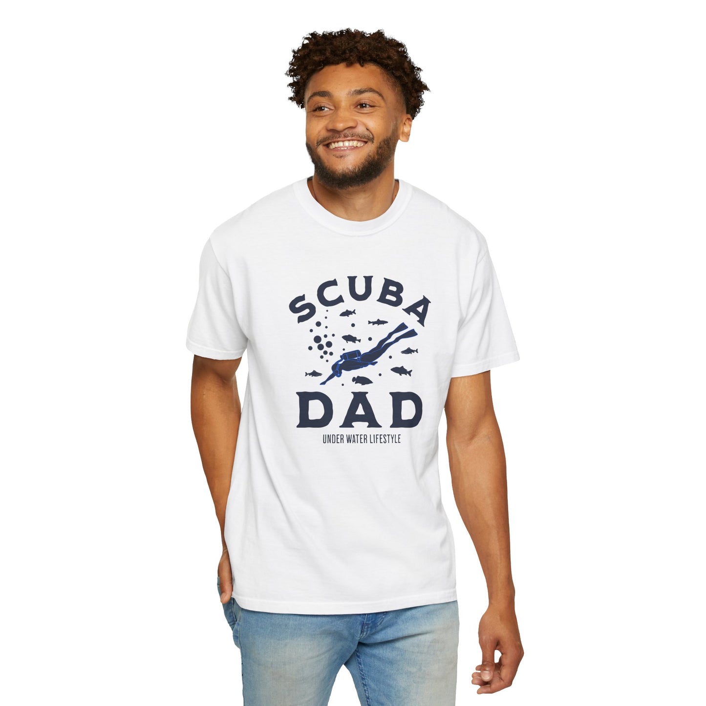Scuba Dad Garment-Dyed T-Shirt, Perfect Gift for Father's Day, Beachwear, Scuba Diving Enthusiast, Summer Casual Wear