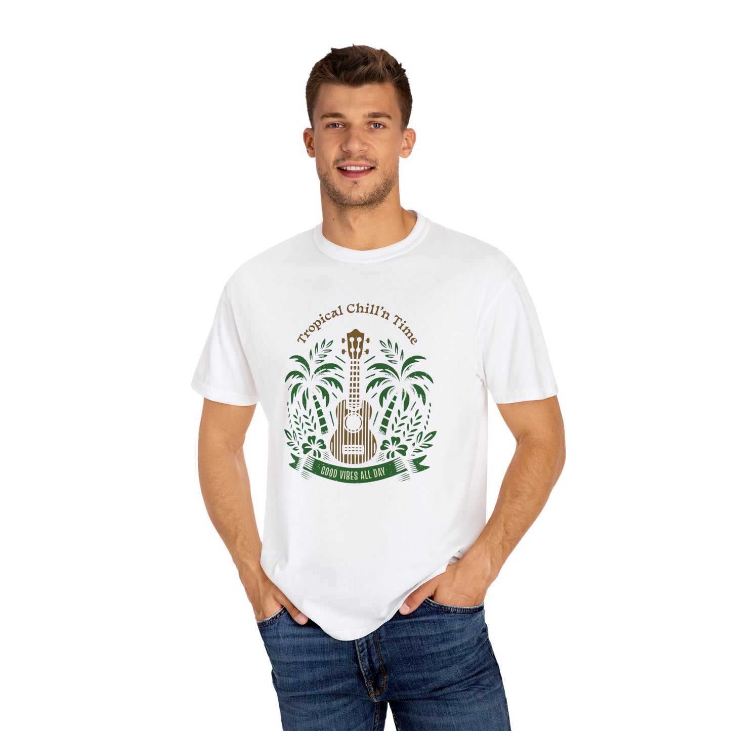 Tropical Chill T-Shirt, Summer Vibes Tee, Music Lover Gift, Beach T-Shirt, Relaxation Shirt, Unisex Tee for Vacations