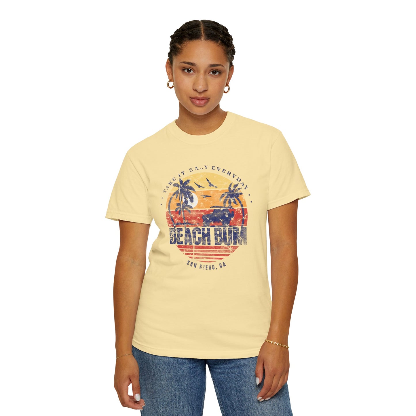 Beach Bum Graphic T-Shirt, Retro Summer Vibes Apparel, Perfect for Vacations, Gifts for Beach Lovers, Casual Wear